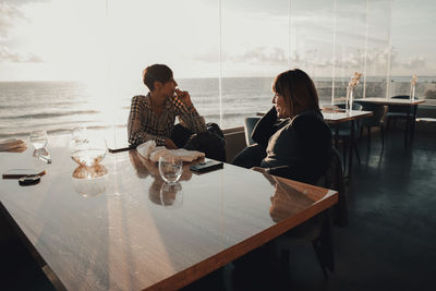 People sitting in restaurant