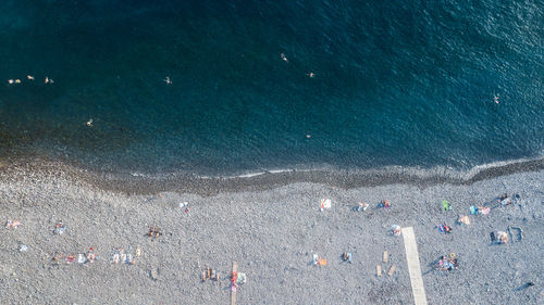 High angle view of people on beach