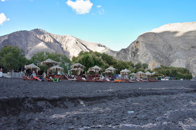 View of mountain range against sky