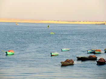 Scenic view of suez canal against clear sky