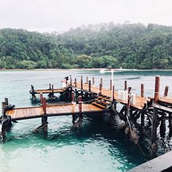 High angle view of pier over sea