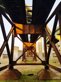 Interior of bridge against sky