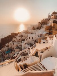 High angle view of buildings at seaside