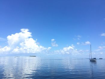 Scenic view of sea against blue sky