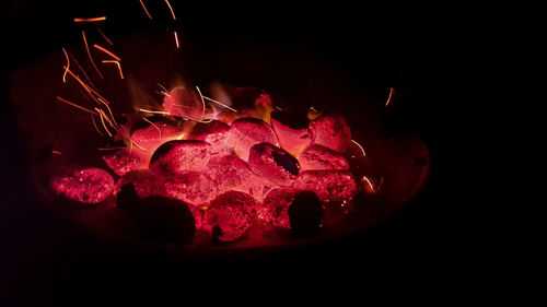 Close-up of fire in the dark