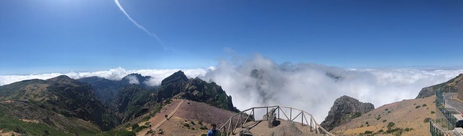 Panoramic view of snowcapped mountains against sky