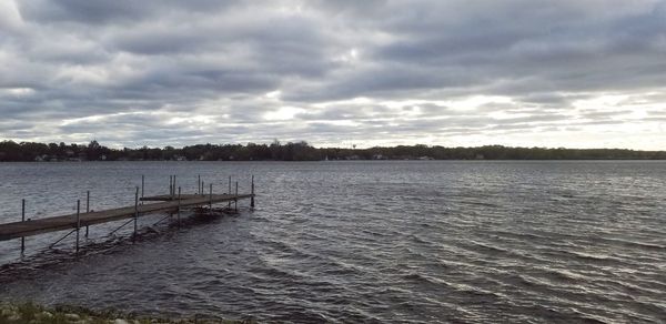 Scenic view of lake against sky