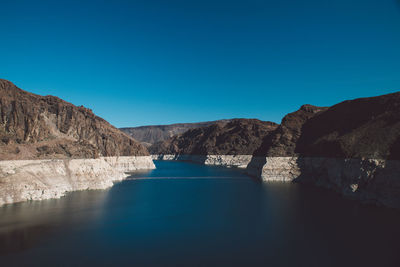 Scenic view of river against blue sky