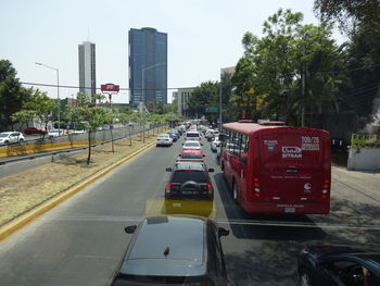 Traffic on road in city