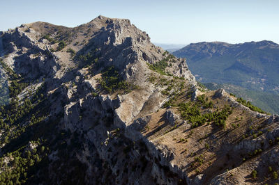 Scenic view of mountains against clear sky