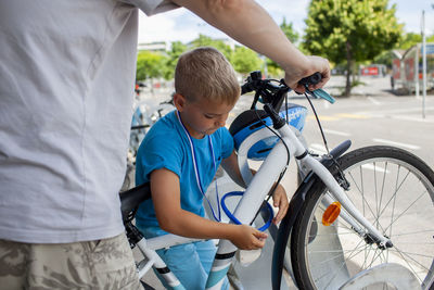 Man riding bicycle