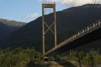 Low angle view of suspension bridge