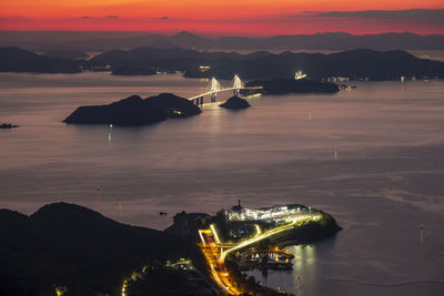 Scenic view of sea against sky at night