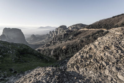 Scenic view of mountains against clear sky