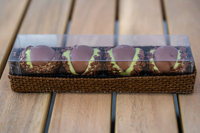 Close-up of wooden table