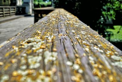 Close-up of metallic bench