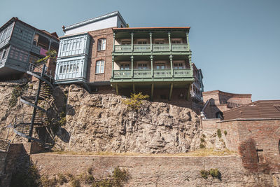 Low angle view of old building against clear sky