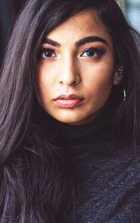 Close-up portrait of beautiful young woman