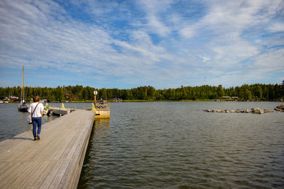 Scenic view of lake against sky