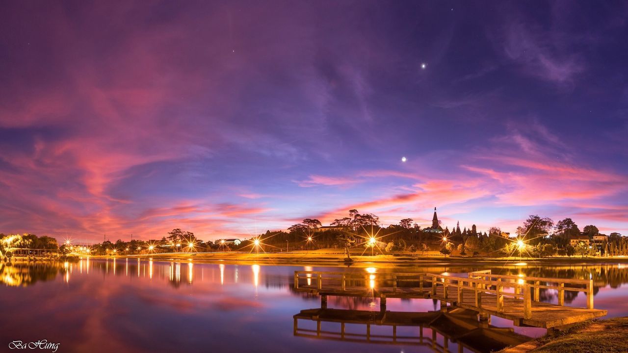 SCENIC VIEW OF LAKE AT NIGHT