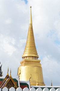 Low angle view of pagoda against sky