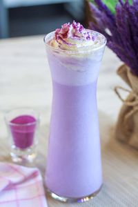 Close-up of drink in glass on table