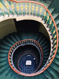 High angle view of spiral staircase