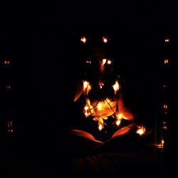 Close-up of illuminated bonfire at night