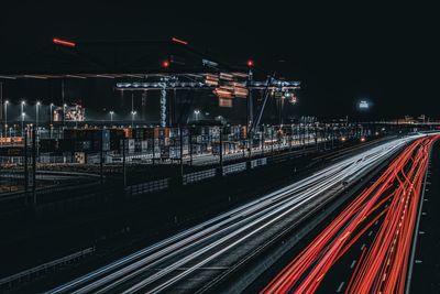 High angle view of illuminated city at night