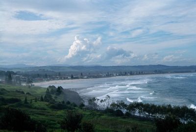 Scenic view of sea against cloudy sky