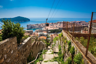 View of dubrovnik city and cable car taken from mount srd