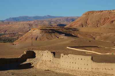 Scenic view of desert against clear sky