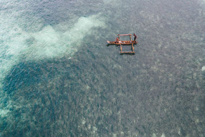 High angle view of boat in sea