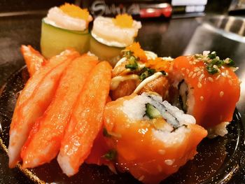 Close-up of sushi on plate