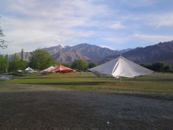 Scenic view of mountains against sky