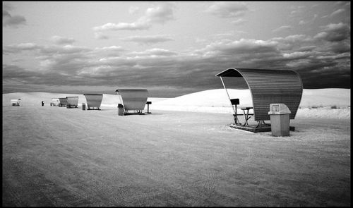 Empty road against cloudy sky