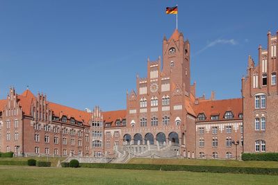 View of monument against clear blue sky