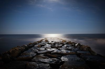 Scenic view of sea against clear sky