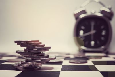 Stack of coins on chess board