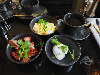 High angle view of food on table