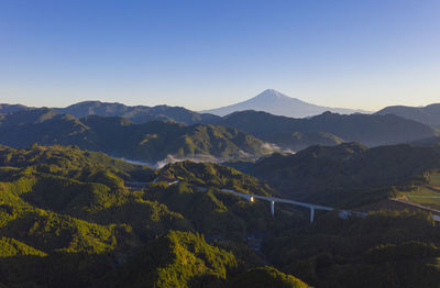 Scenic view of mountains against clear sky