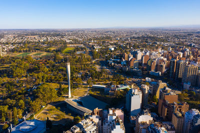 High angle view of buildings in city