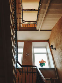 Low angle view of spiral staircase of building