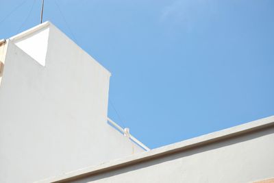 Low angle view of building against clear blue sky