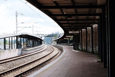 Empty railroad station platform