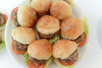 Close-up of burger in plate