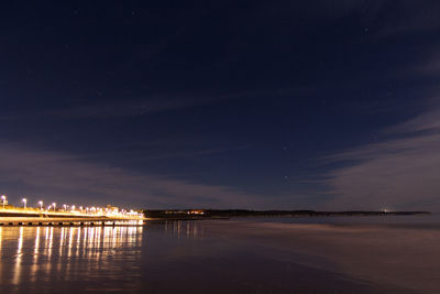 Scenic view of sea against sky at night