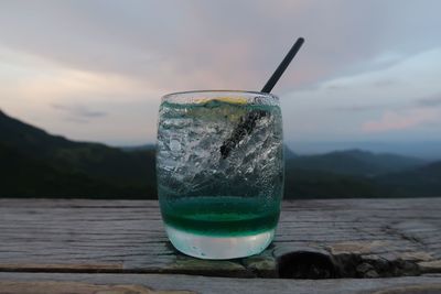 Close-up of drink in glass on table