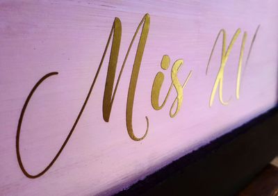 High angle view of text on table