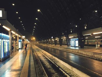 Railroad track at night